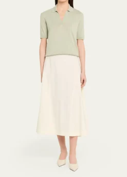 AltuzarraCotton-Silk Short-Sleeve Polo Sweater