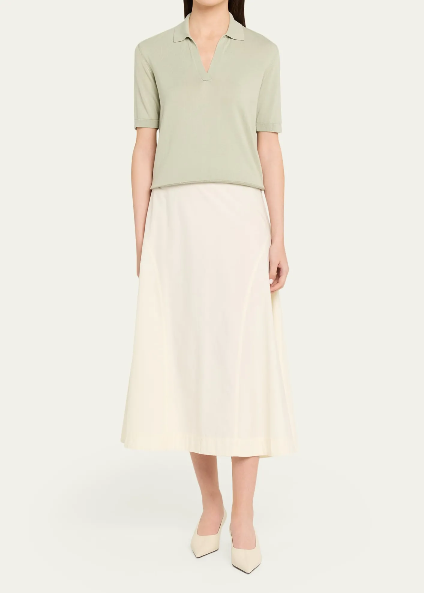 AltuzarraCotton-Silk Short-Sleeve Polo Sweater