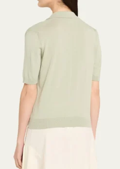 AltuzarraCotton-Silk Short-Sleeve Polo Sweater