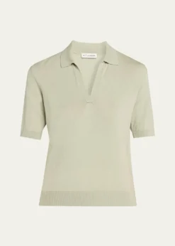 AltuzarraCotton-Silk Short-Sleeve Polo Sweater