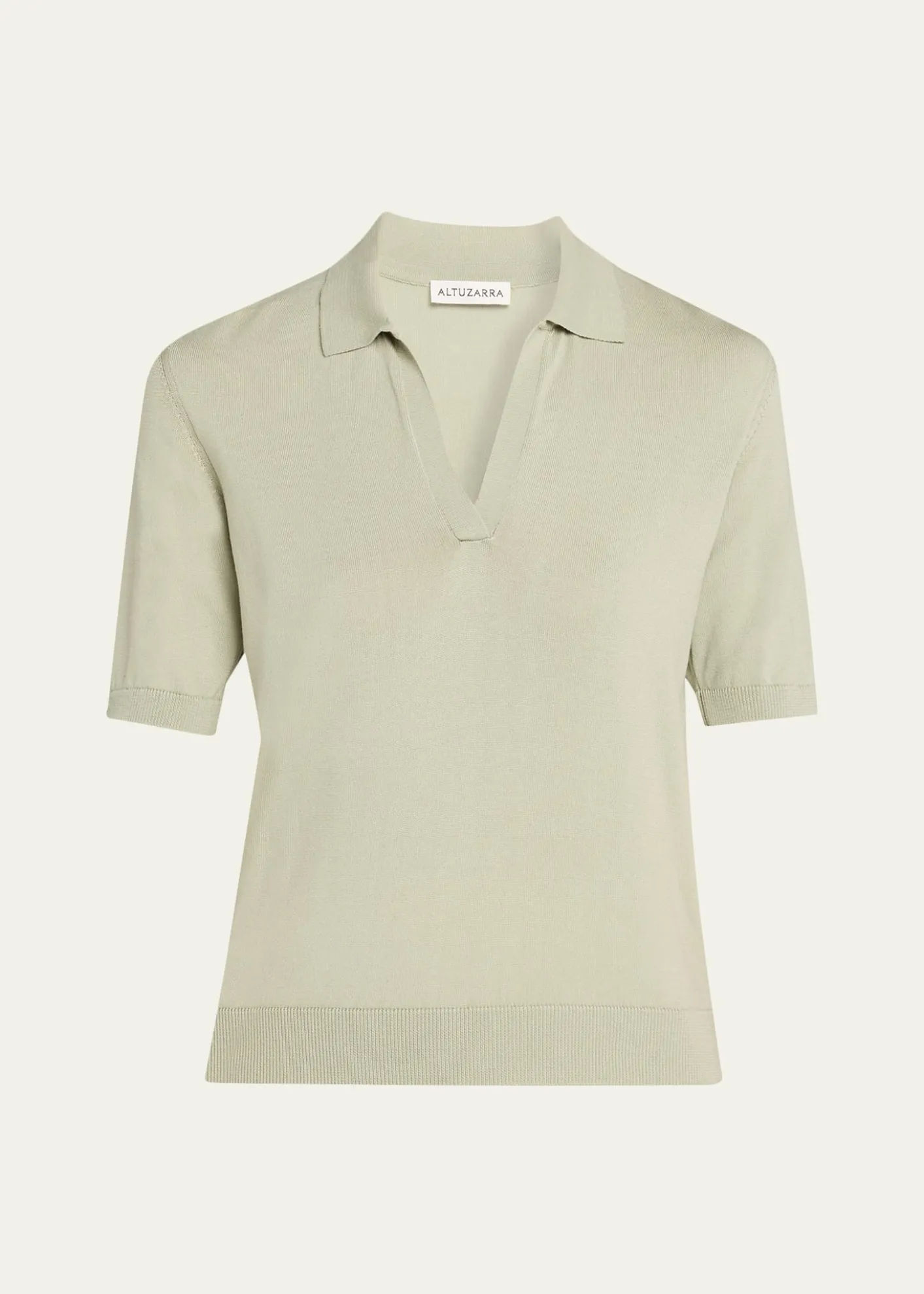 AltuzarraCotton-Silk Short-Sleeve Polo Sweater