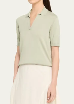 AltuzarraCotton-Silk Short-Sleeve Polo Sweater