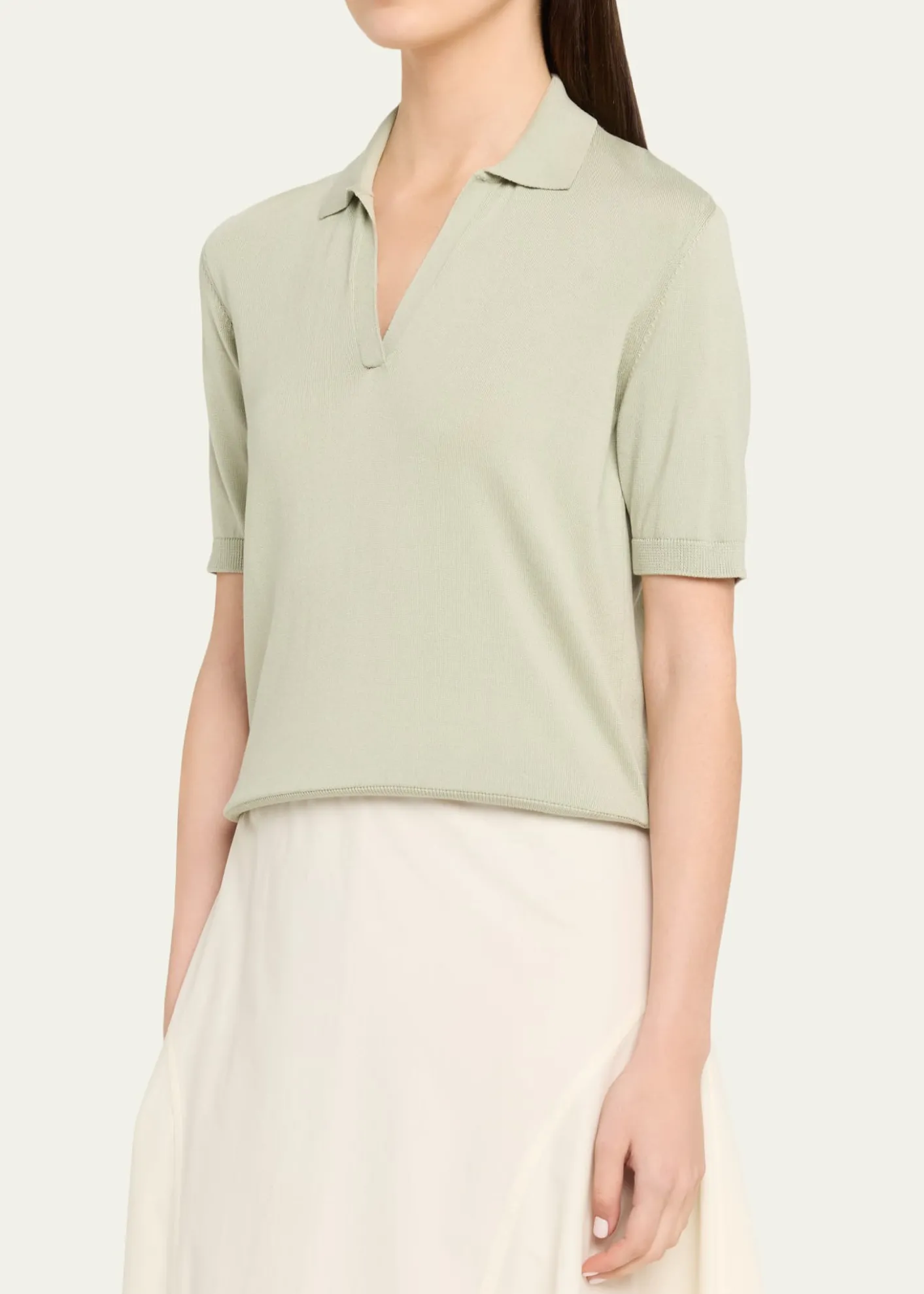 AltuzarraCotton-Silk Short-Sleeve Polo Sweater