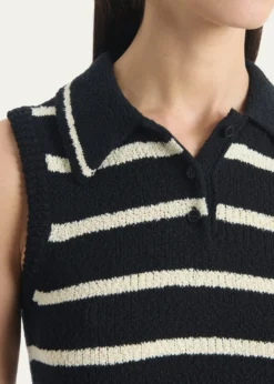 AltuzarraElmer Striped Knit Sleeveless Polo Top