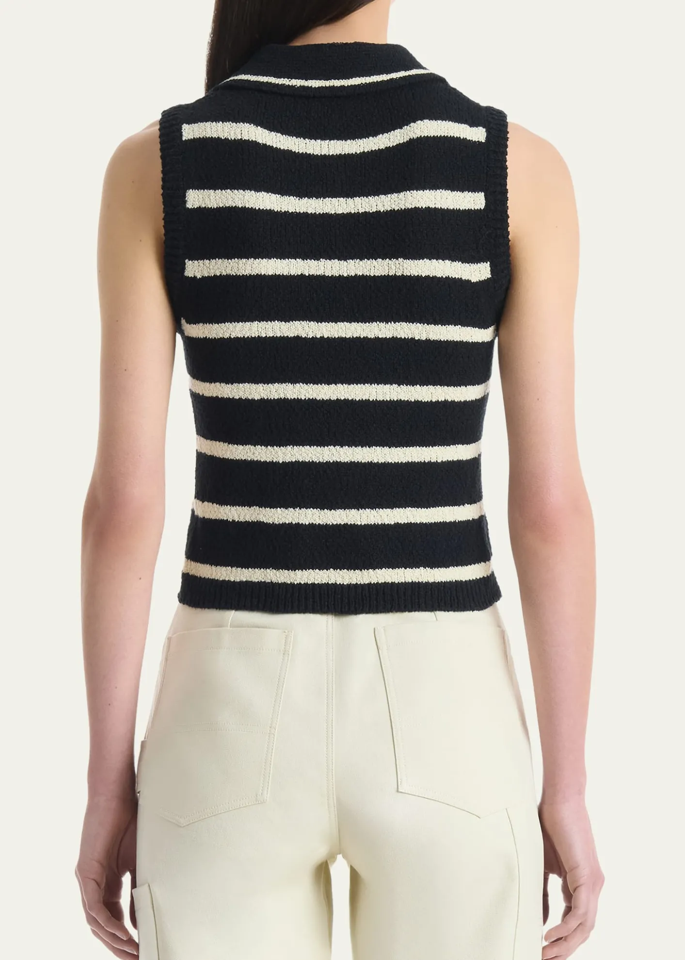 AltuzarraElmer Striped Knit Sleeveless Polo Top