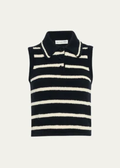 AltuzarraElmer Striped Knit Sleeveless Polo Top