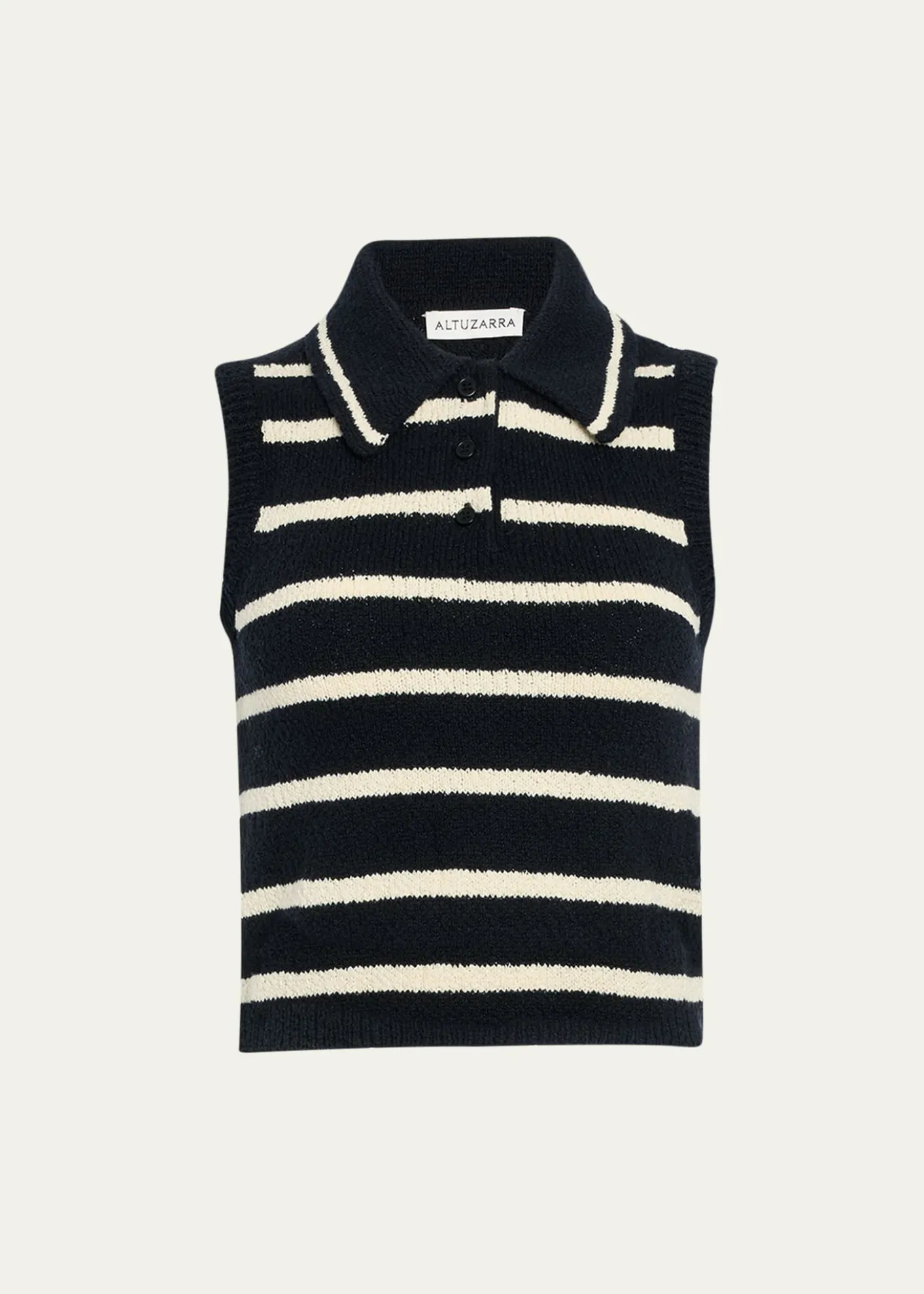 AltuzarraElmer Striped Knit Sleeveless Polo Top