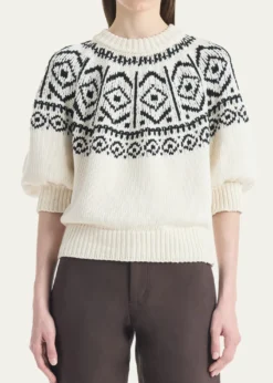 AltuzarraHoward Fair Isle Short Puff-Sleeve Sweater
