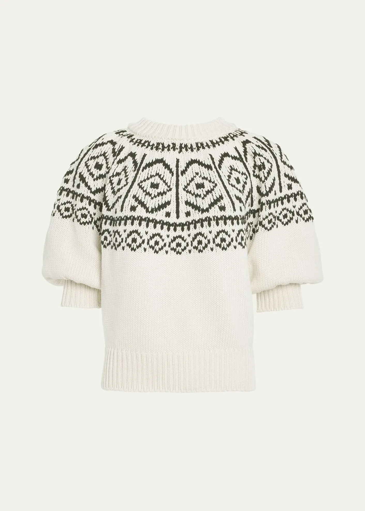 AltuzarraHoward Fair Isle Short Puff-Sleeve Sweater