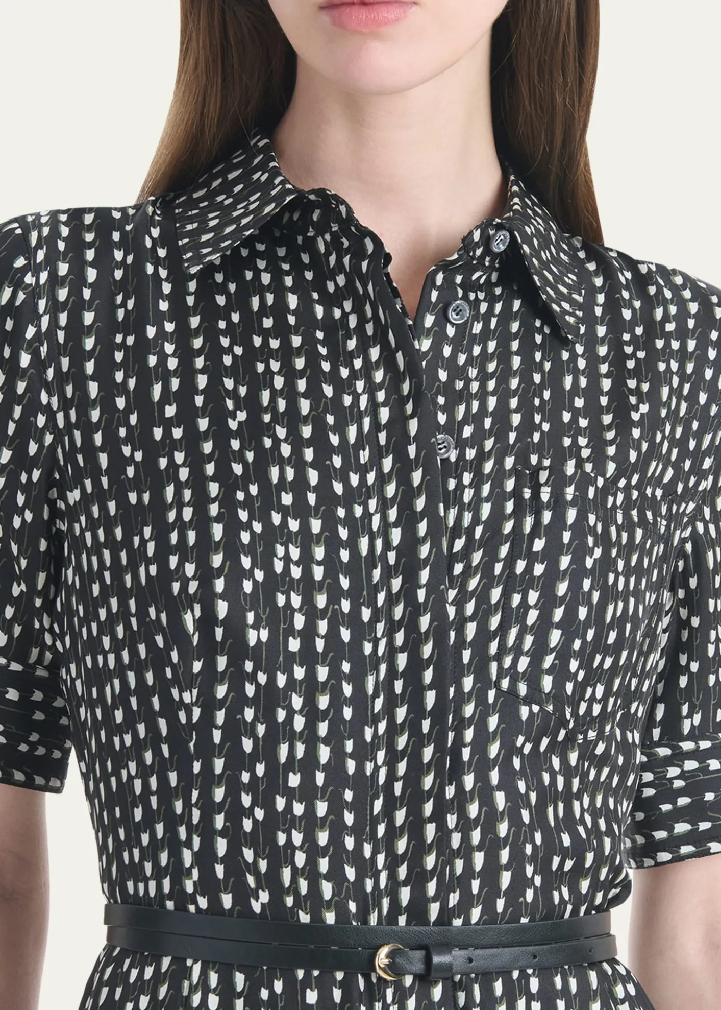 AltuzarraKieran Abstract-Print Short-Sleeve Midi Shirtdress With Belt
