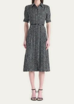 AltuzarraKieran Abstract-Print Short-Sleeve Midi Shirtdress With Belt