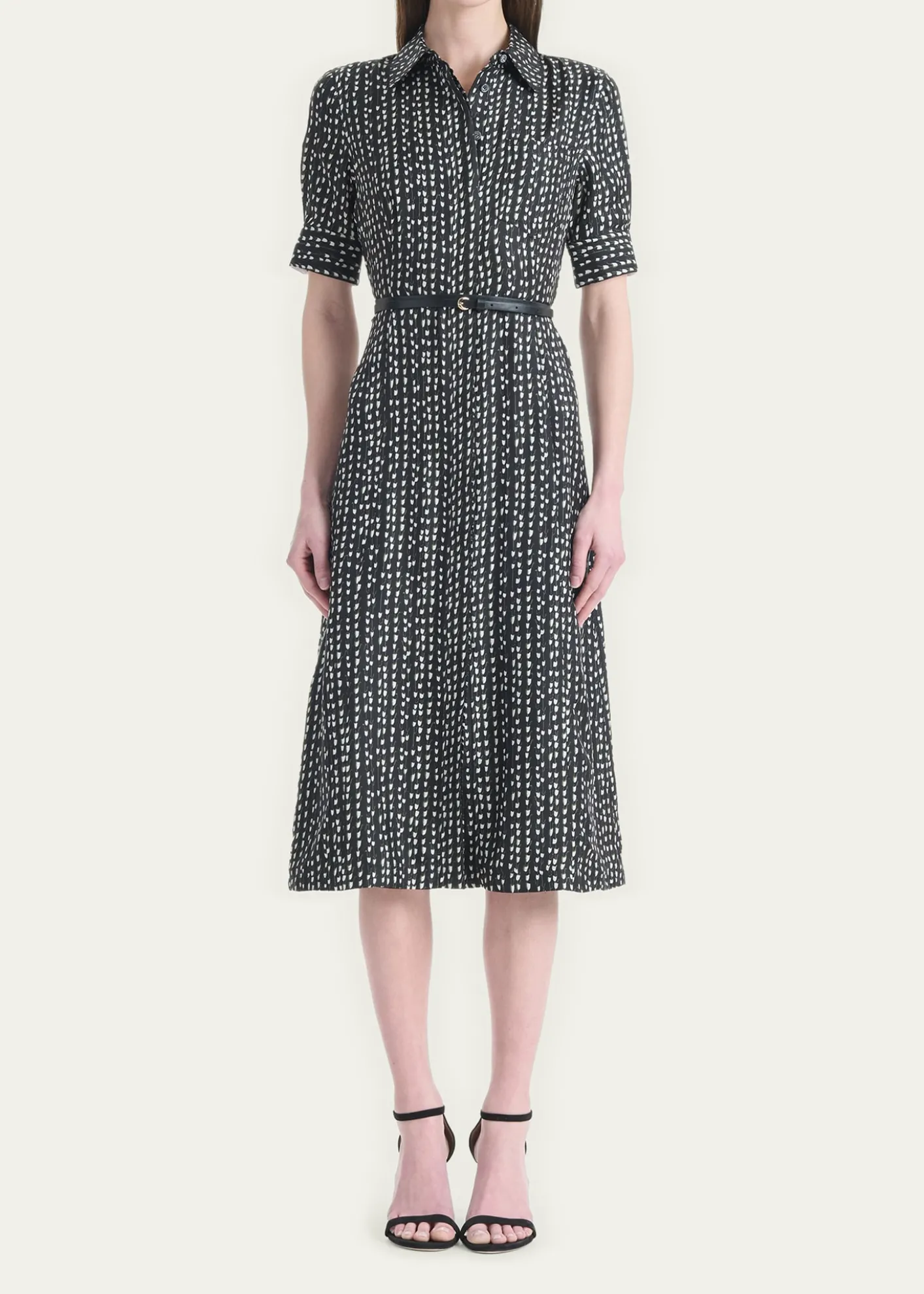 AltuzarraKieran Abstract-Print Short-Sleeve Midi Shirtdress With Belt
