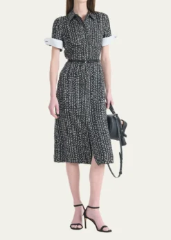 AltuzarraKieran Abstract-Print Short-Sleeve Midi Shirtdress With Belt