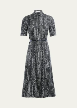 AltuzarraKieran Abstract-Print Short-Sleeve Midi Shirtdress With Belt