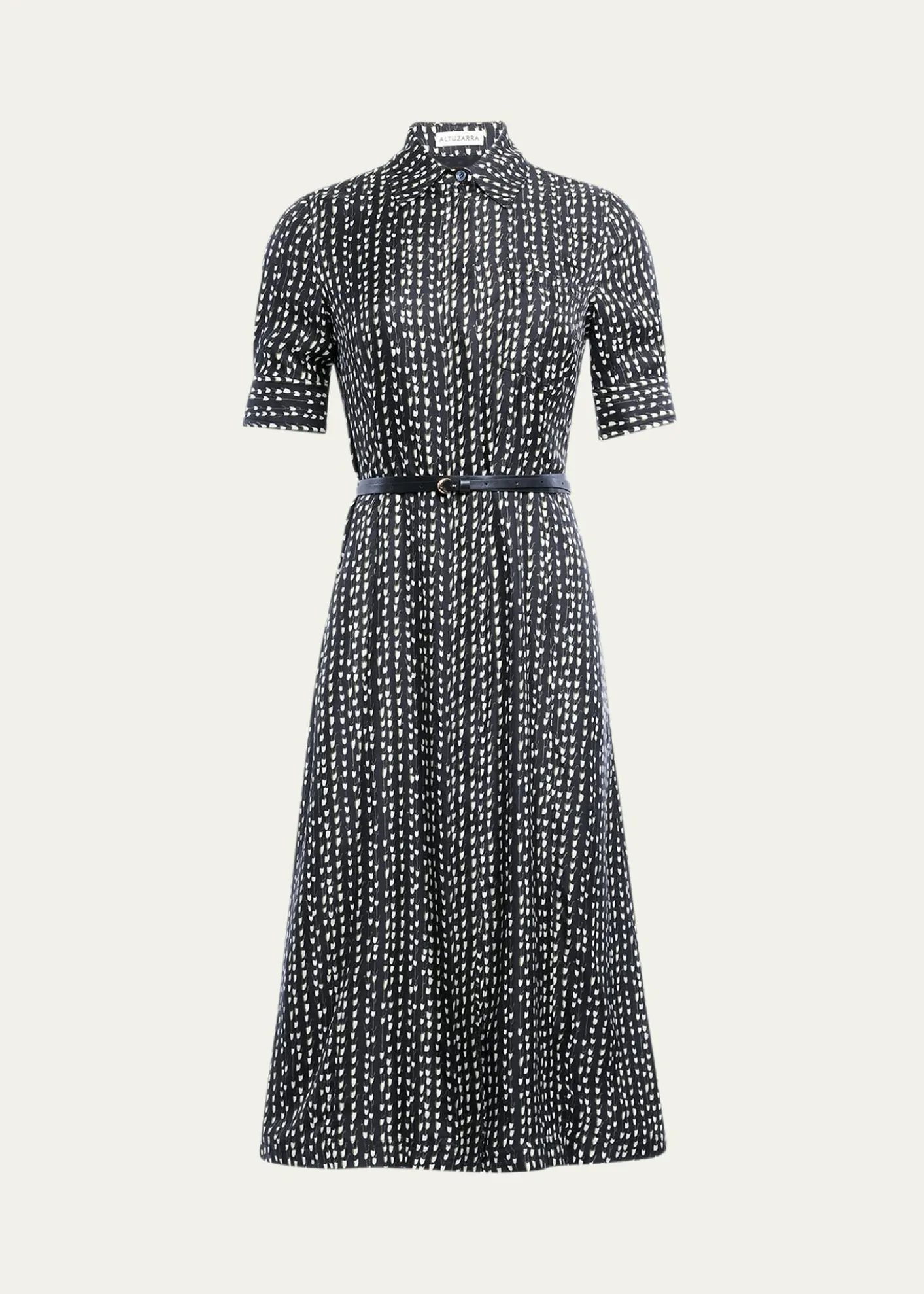 AltuzarraKieran Abstract-Print Short-Sleeve Midi Shirtdress With Belt