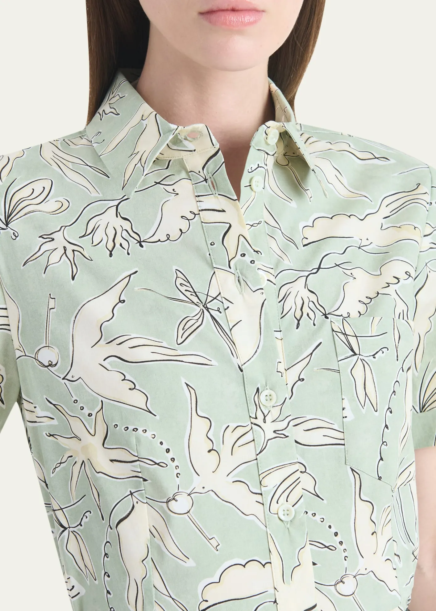 AltuzarraKieran Bird-Print Cotton Belted Midi Shirtdress