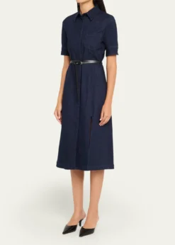 AltuzarraKieran Denim Leather Belted Midi Dress