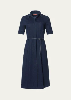 AltuzarraKieran Denim Leather Belted Midi Dress