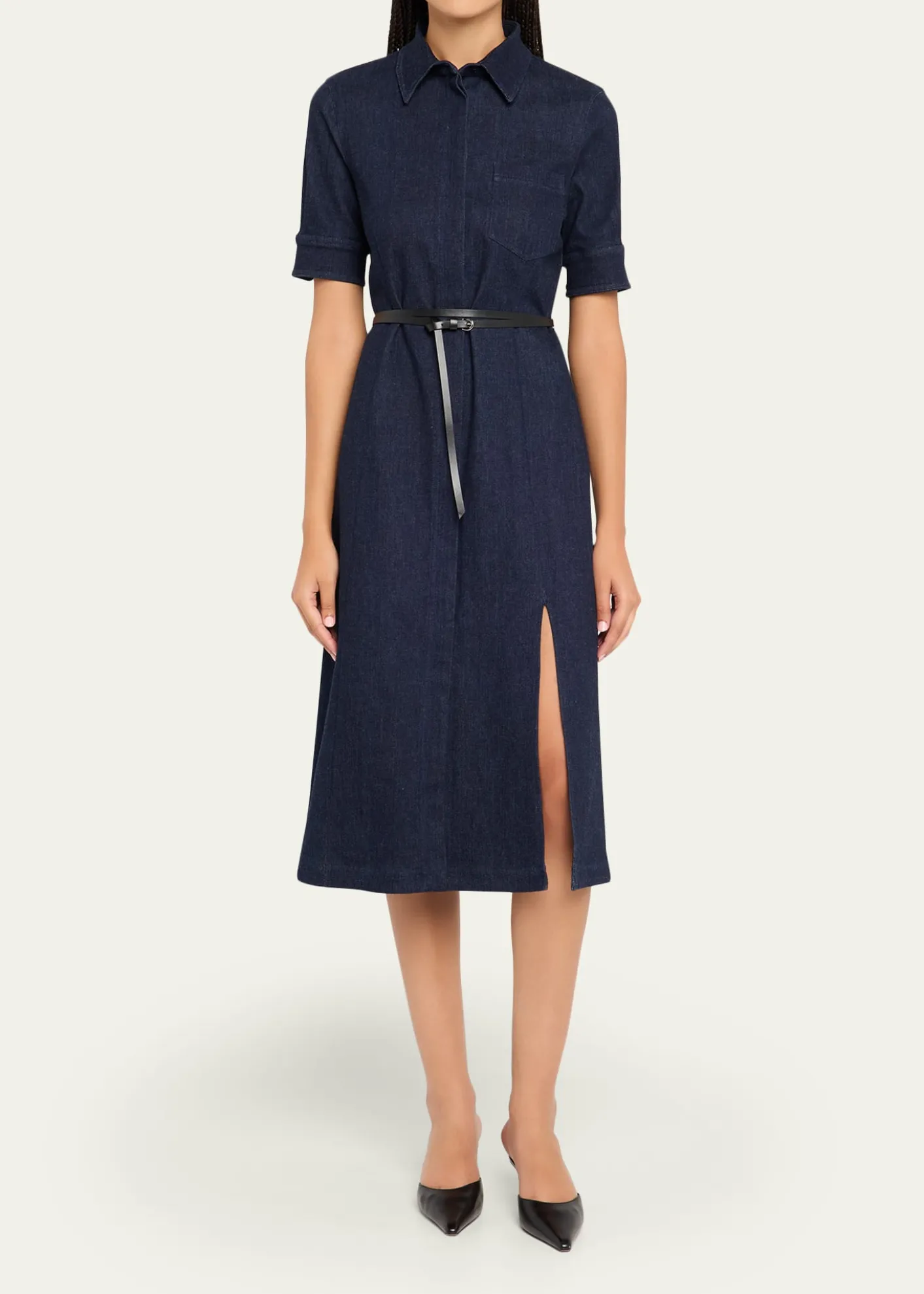 AltuzarraKieran Denim Leather Belted Midi Dress