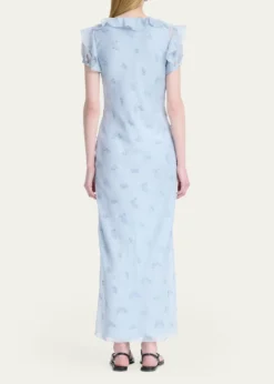 AltuzarraLafont Floral Embroidered Puff-Sleeve Maxi Dress