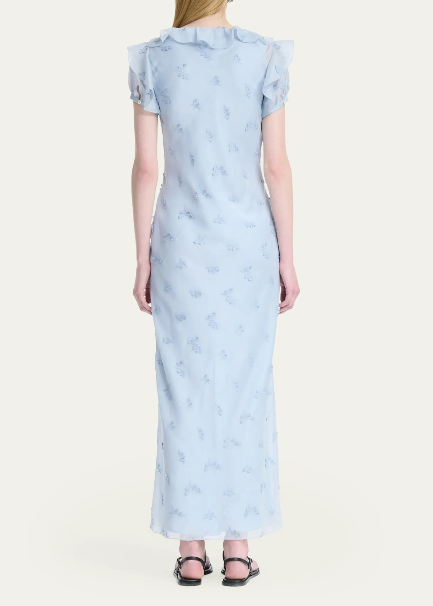 AltuzarraLafont Floral Embroidered Puff-Sleeve Maxi Dress