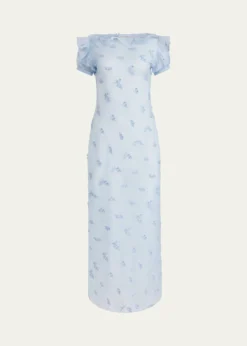 AltuzarraLafont Floral Embroidered Puff-Sleeve Maxi Dress
