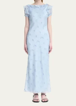 AltuzarraLafont Floral Embroidered Puff-Sleeve Maxi Dress
