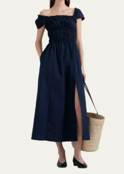 AltuzarraLily Ruched Cap-Sleeve Midi Dress