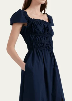 AltuzarraLily Ruched Cap-Sleeve Midi Dress