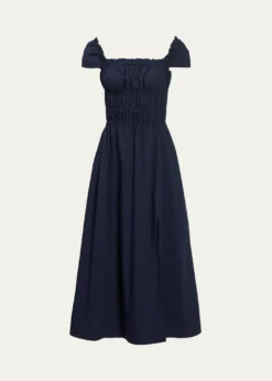 AltuzarraLily Ruched Cap-Sleeve Midi Dress