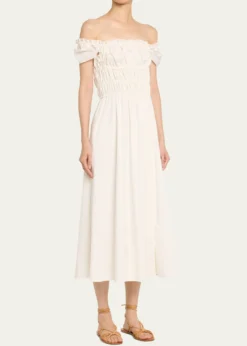 AltuzarraLily Ruched Cap-Sleeve Midi Dress