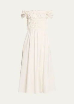 AltuzarraLily Ruched Cap-Sleeve Midi Dress