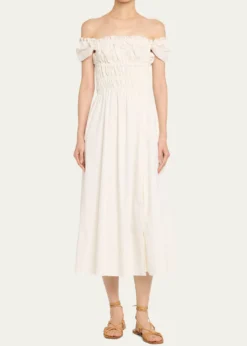 AltuzarraLily Ruched Cap-Sleeve Midi Dress