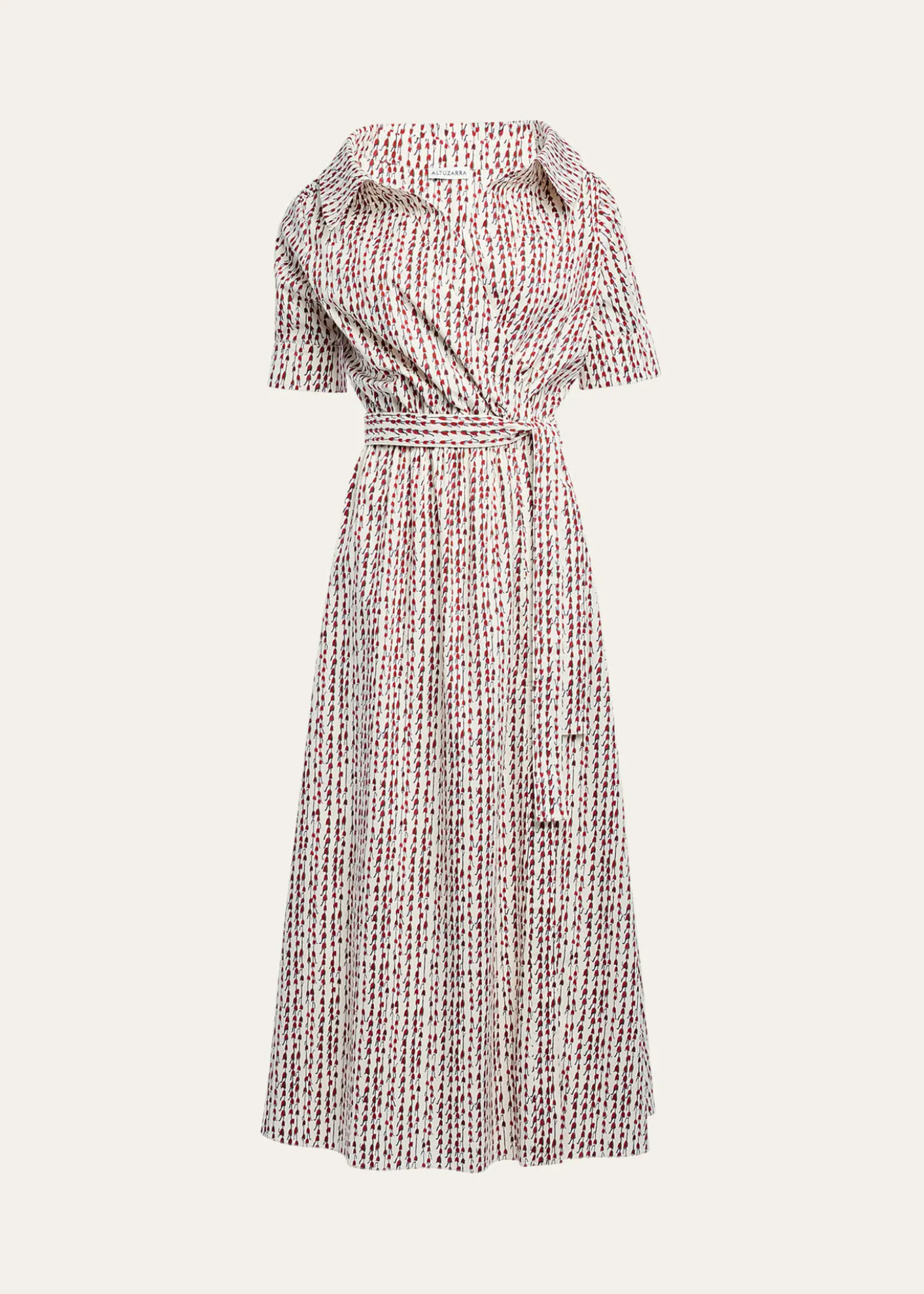 AltuzarraLydia Abstract-Print Waist-Tie Midi Shirtdress