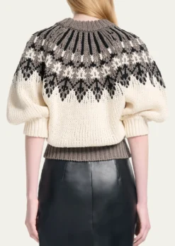 AltuzarraMarty Fair Isle Short Puff-Sleeve Sweater