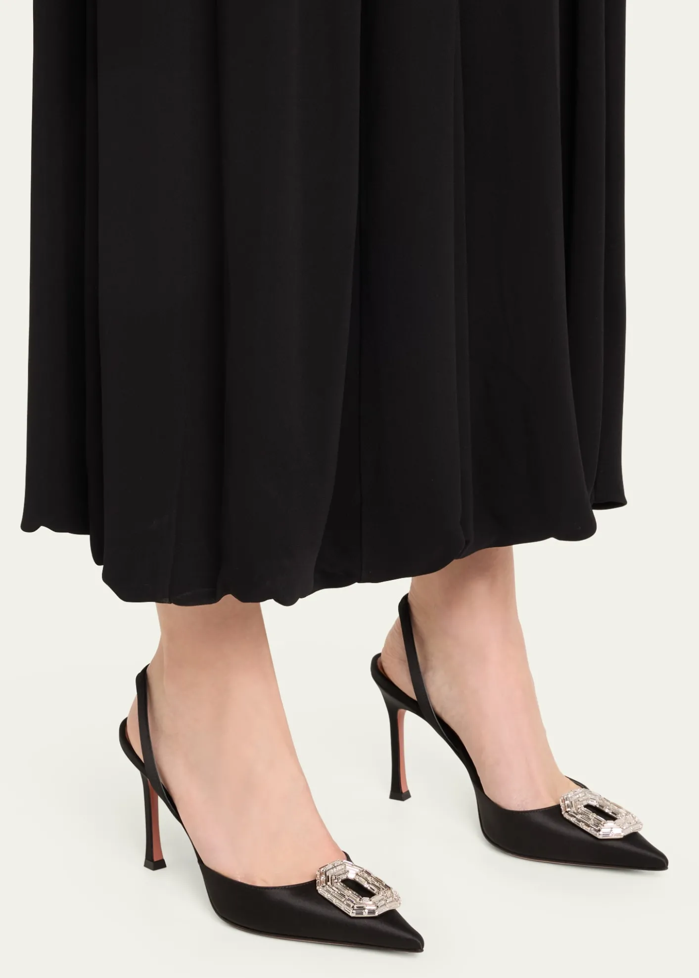 Amina MuaddiCamelia Silk Crystal Halter Pumps