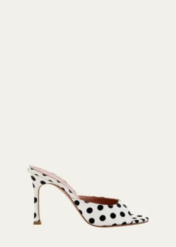 Amina Muaddi95mm Alexa Polka-Dot Satin Mule Pumps