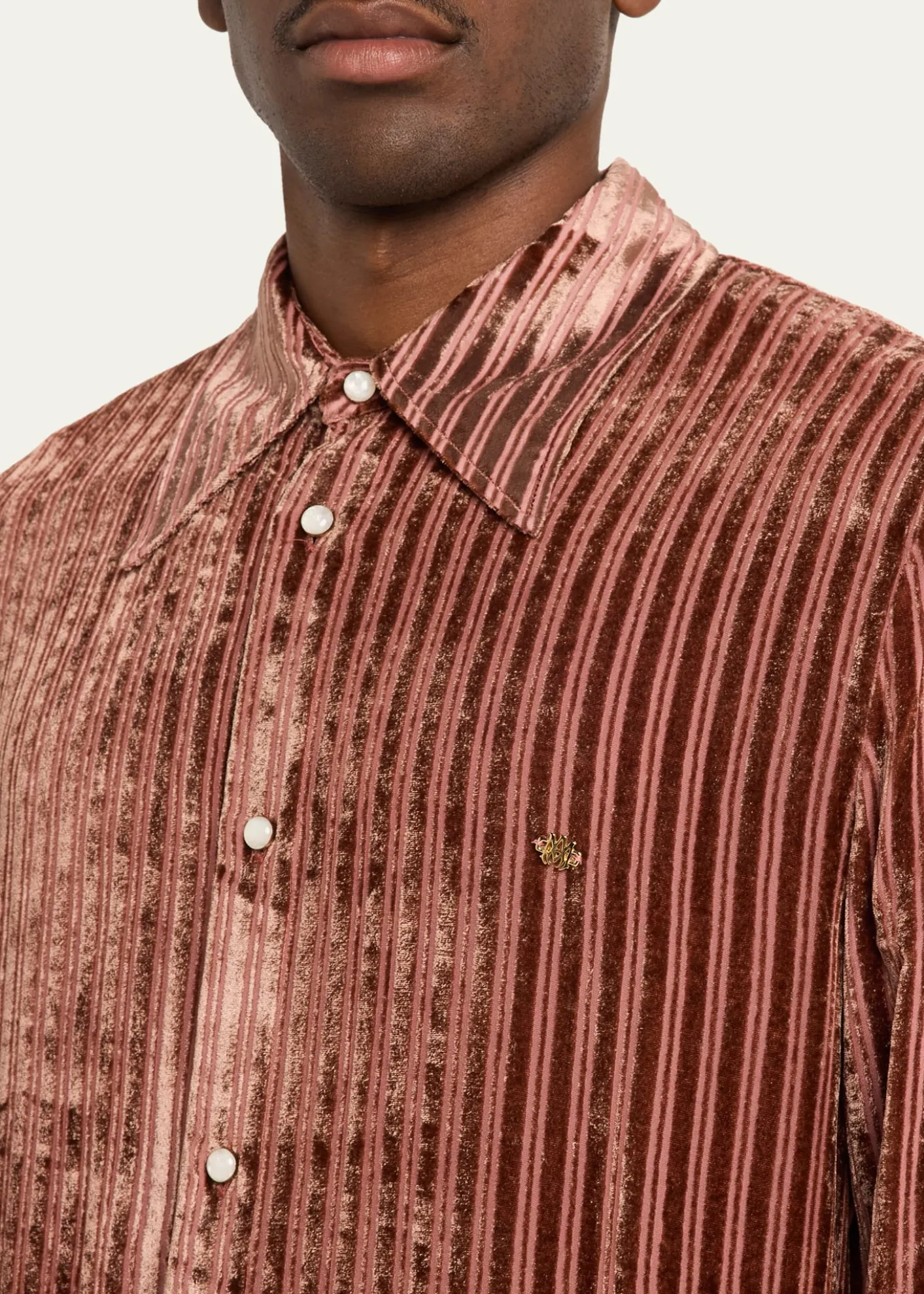 AmiriMen's Velvet Stripe Dress Shirt