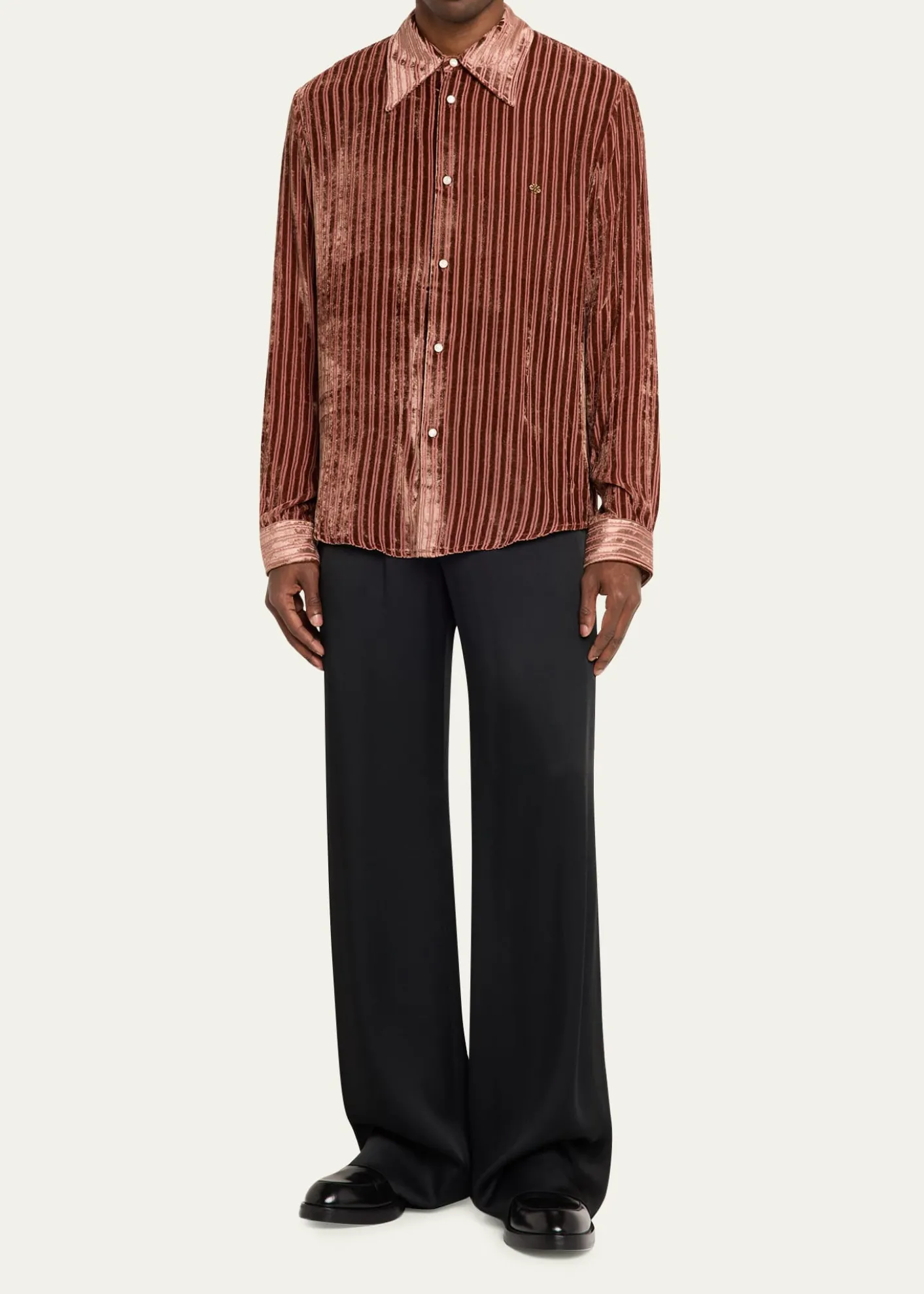 AmiriMen's Velvet Stripe Dress Shirt