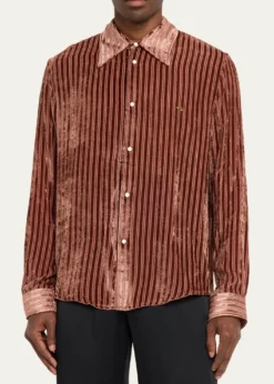 AmiriMen's Velvet Stripe Dress Shirt