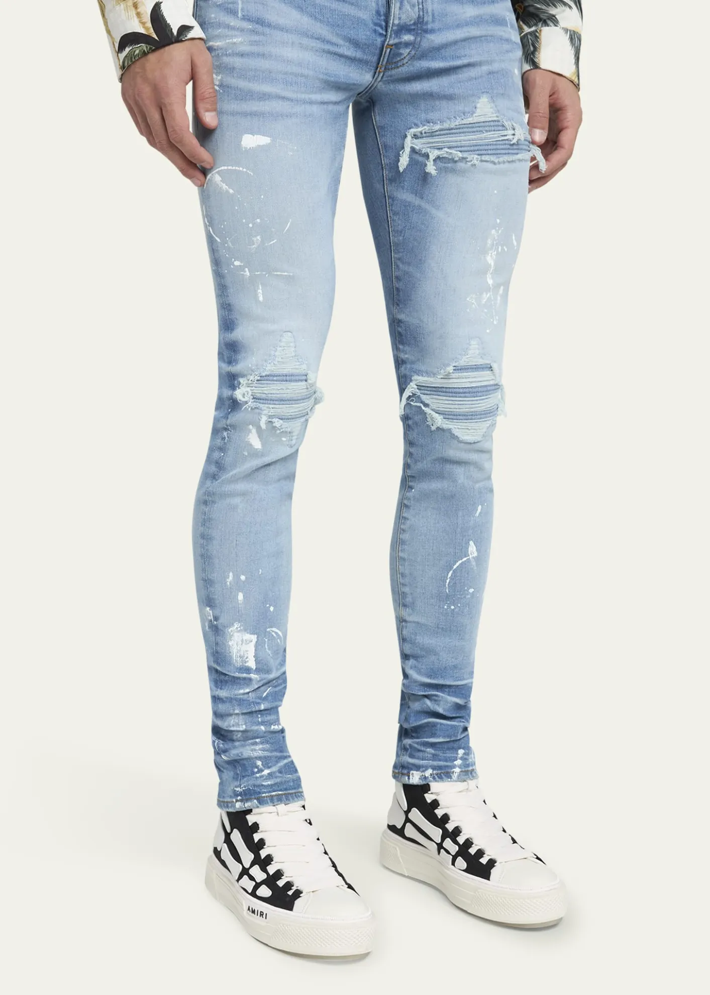 AmiriMen's Skel Court Canvas and Leather High-Top Sneakers