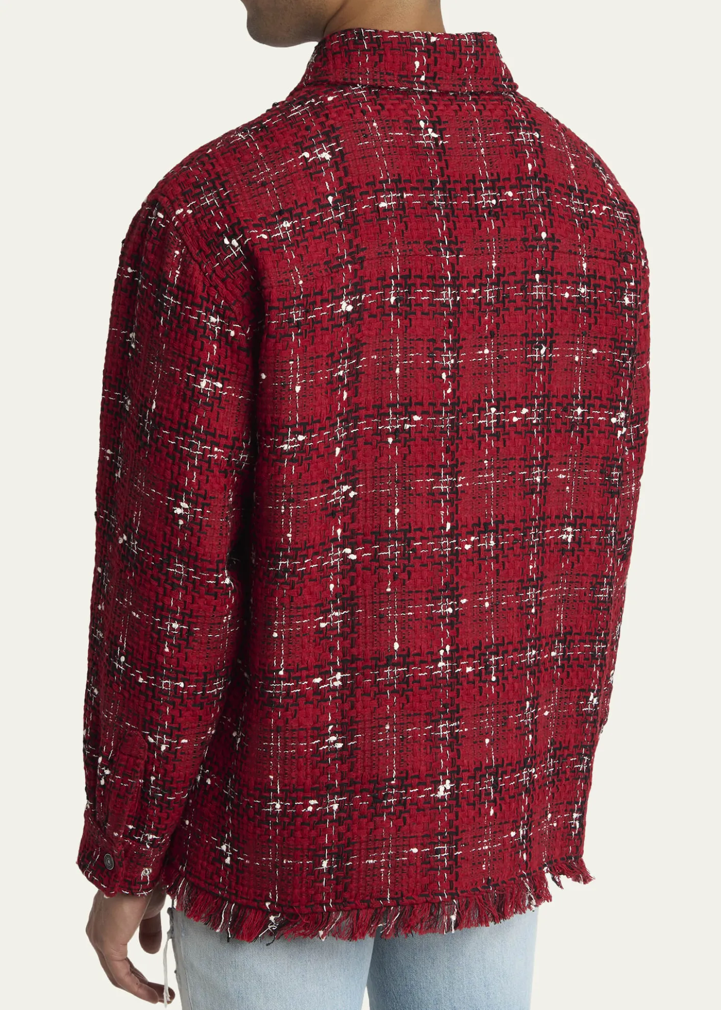 AmiriMen's Tweed Flannel Snap-Front Overshirt