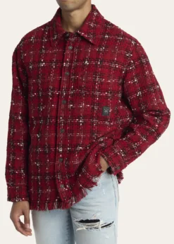 AmiriMen's Tweed Flannel Snap-Front Overshirt