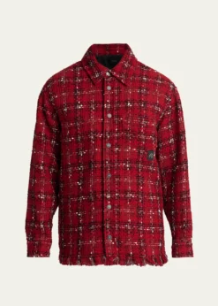 AmiriMen's Tweed Flannel Snap-Front Overshirt