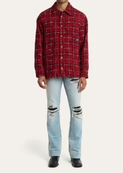AmiriMen's Tweed Flannel Snap-Front Overshirt