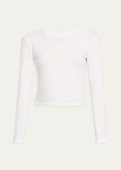 AMO DenimBabe Cropped Long-Sleeve Cotton Tee