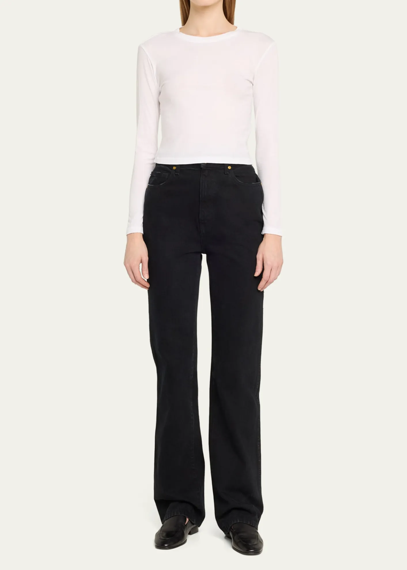 AMO DenimBabe Cropped Long-Sleeve Cotton Tee
