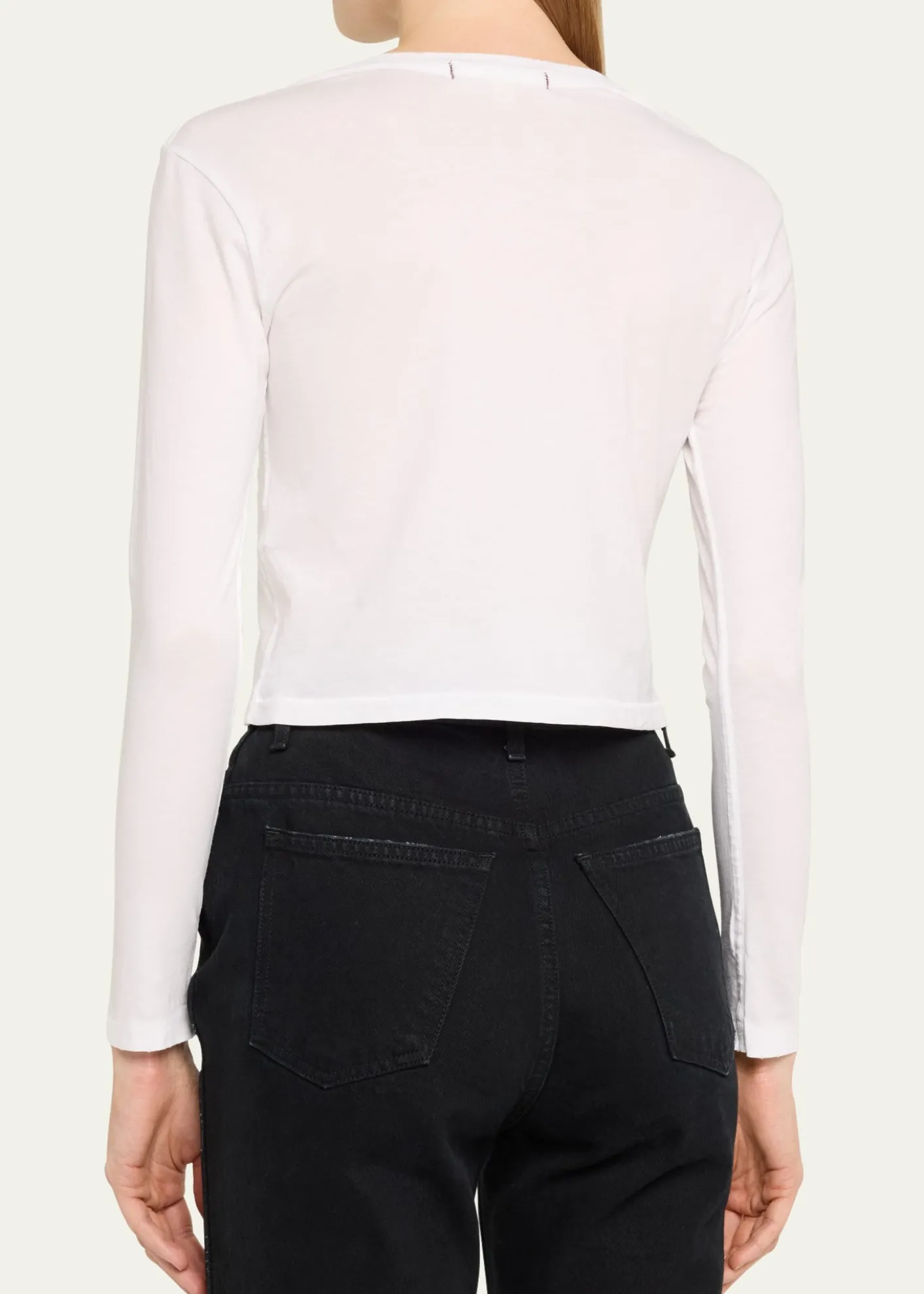 AMO DenimBabe Cropped Long-Sleeve Cotton Tee