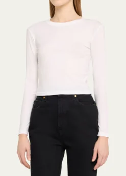 AMO DenimBabe Cropped Long-Sleeve Cotton Tee