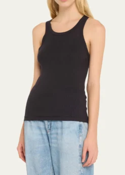 AMO DenimLong Ribbed Cotton Tank Top